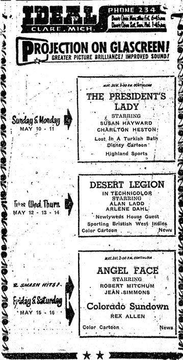 Ideal Theatre - Clare Sentinel Ad May 1953 (newer photo)